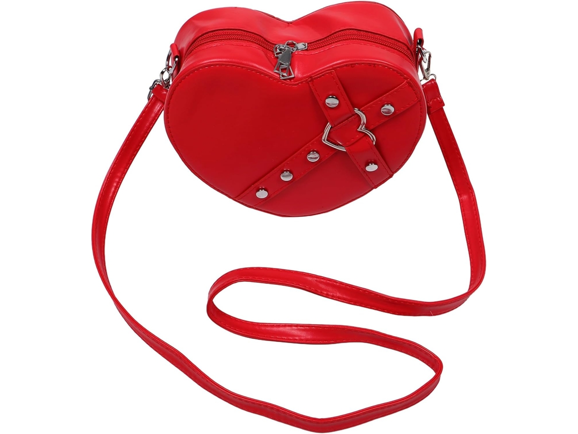 Bolsa De Ombro Feminina Vermelha Em Formato De Coração Com Zíper, Ideal Para Ocasiões Casuais E Noturnas.