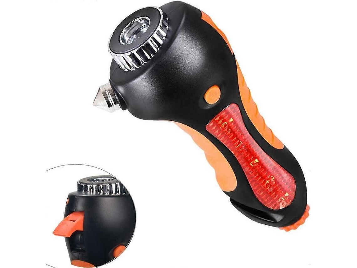 Martelete de Segurança para Carro, Martelete de Emergência 6 em 1 com Quebra-vidros, Cortador de Cinto, Flash Led AQUAFORGE