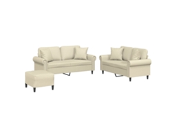 Sofa Set, Sofa Sets Vidaxl Creme Couro Artificial (n/a)