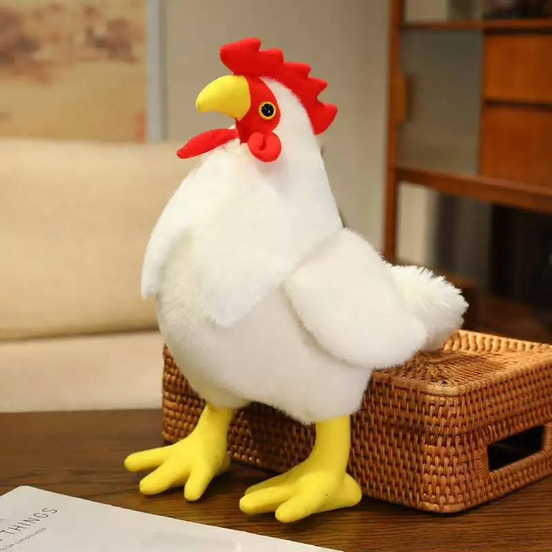 Almofada de Galo Macia, Fofa e Divertida para Decoração de Casa. MDUG (branca, 35cm)