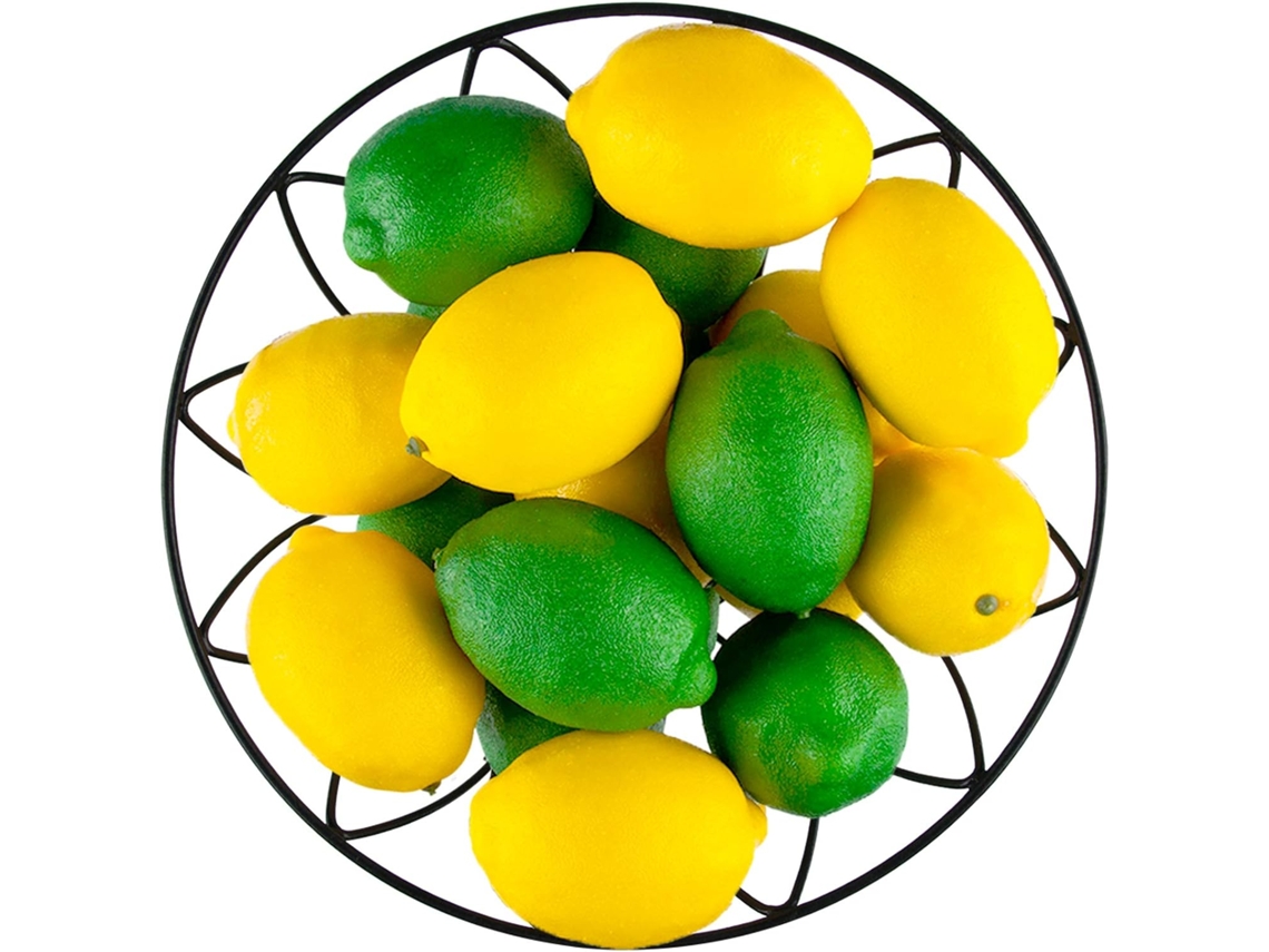 20 Unidades de Limões e Limas Artificiais, Frutas Falsas para Decoração de Casa, Cozinha e Festas, 7, 6 Cm X 5, Amarelo e Verde BRILVIBERA