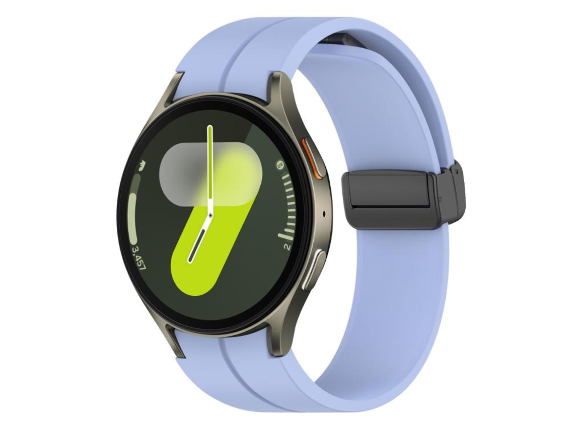 Bracelete Para Samsung Galaxy Watch 7/fe/6/5/4 - Silicone Com Fivela Magnética Preta Dobrável - Roxo Claro