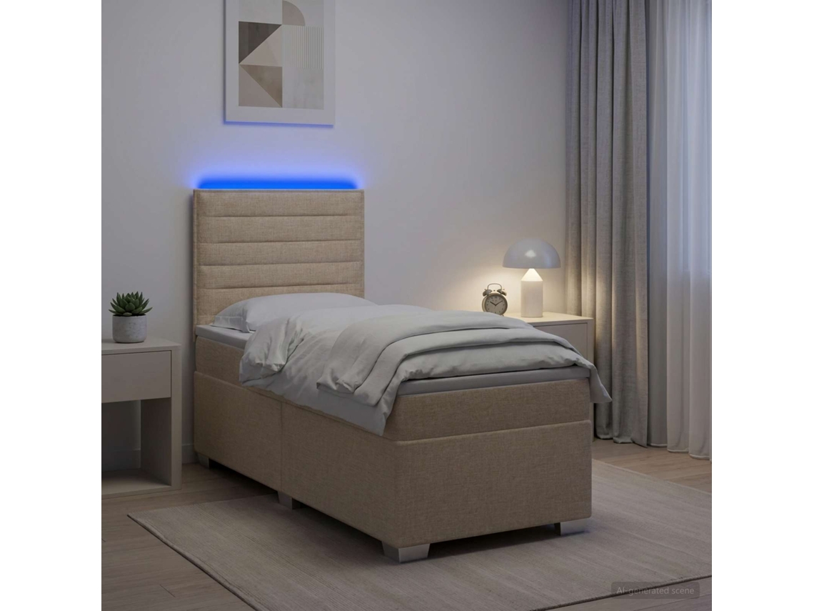 Vidaxl Cama Box Spring Com Colchão Creme 100 X 200 Cm Tecido