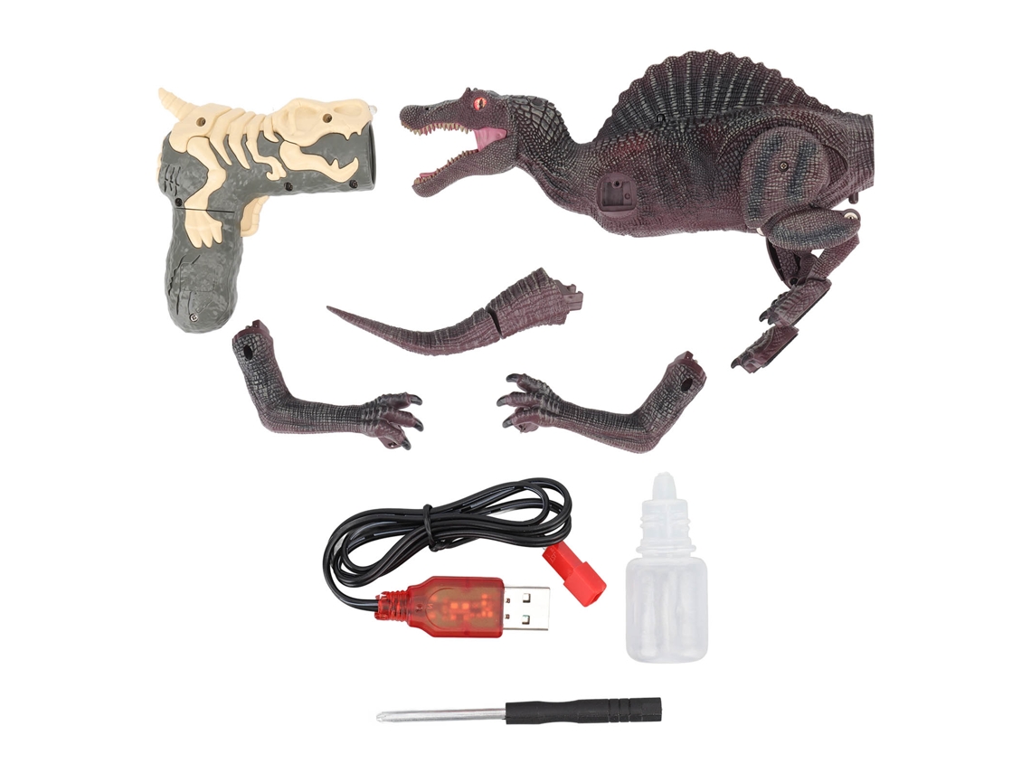 Ats brinquedo de Dinossauro com Controle Remoto, Luz, Som de Rugido, Caminhada e Salpicadura de Água Vermelho