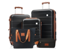 Set De Bagagem Abs M-l-xl Com Rodas Giratórias, Cadeado Integrado E Bolsa De Higiene, Cor Preta