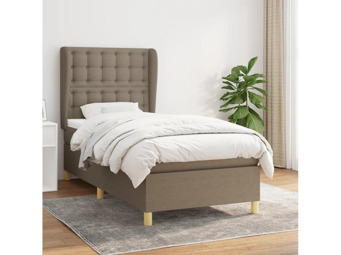 Vidaxl Cama com Molas/colchão 80x200 Cm Tecido Castanho acinzentado