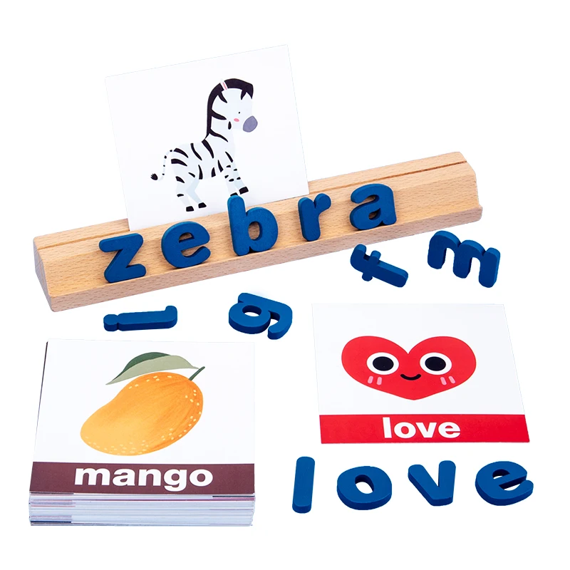 Brinquedos De Madeira Para Crianças Correspondência Alfabética Inglês Ortografia Palavras Família Bebê Early Learning Montessori Toys