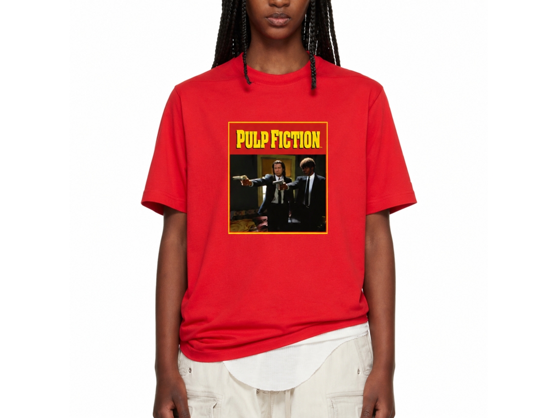 Rockinstone Men's T-shirt Pulp Fiction Jules Graphic Print Tee Red Size:l