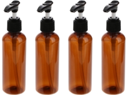Conjunto De 4 Garrafas Recarregáveis De 100ml Em Pet E Pp Com Bomba De Pressão.