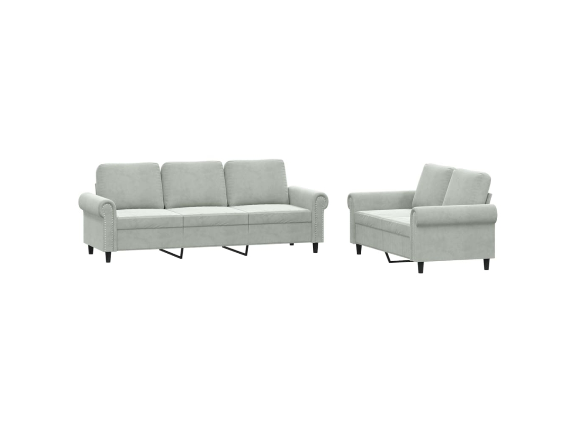 Conjunto de Sofás MAISON EXCLUSIVE 2 peças veludo cinzento claro com almofadões
