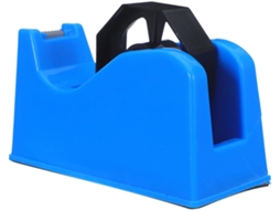 Cortador De Fita Adesiva Plástica Azul Com Base Antiderrapante Reforçada E Mecanismo Vertical Para Armazenamento