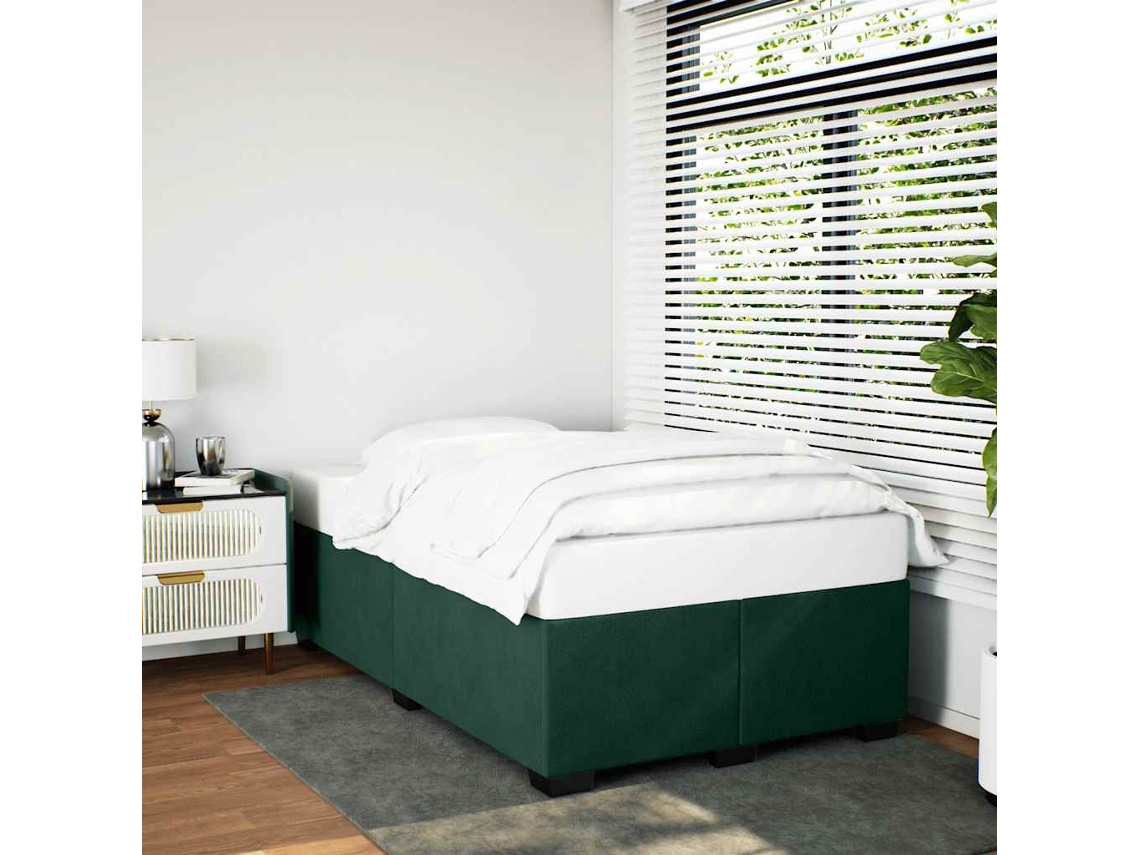 Vidaxl Estrutura De Cama Com Colchão Verde Escuro 120x190 Cm Veludo