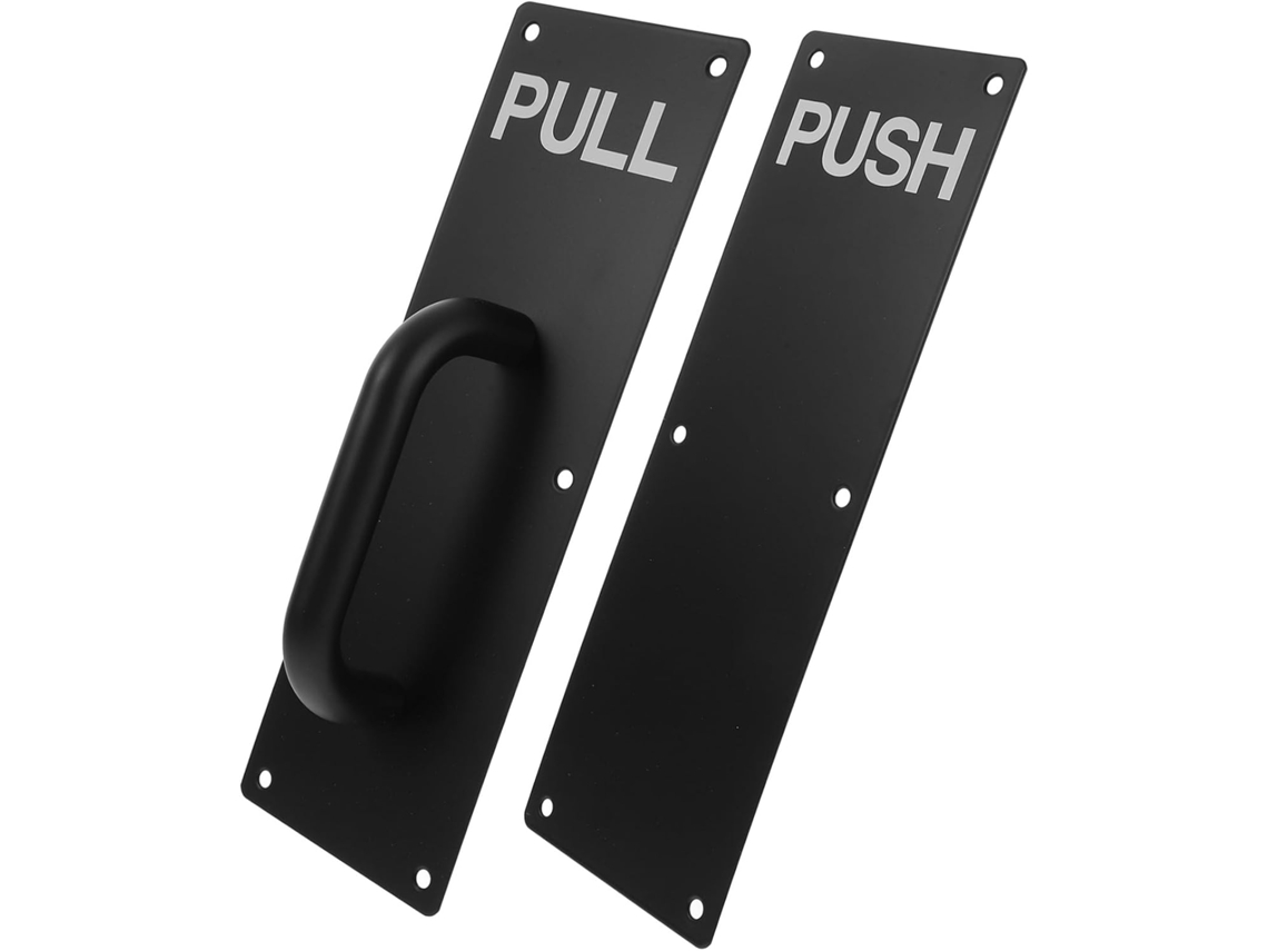 2 Peças De Porta Em Aço Inoxidável Com Puxador Preto E Mecanismo Inovador De Empurrar E Puxar.