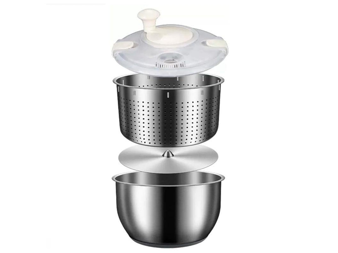 Máquina De Lavar E Secar Vegetais Aço Inoxidável 6 Litros, Escorredor De Frutas E Vegetais
