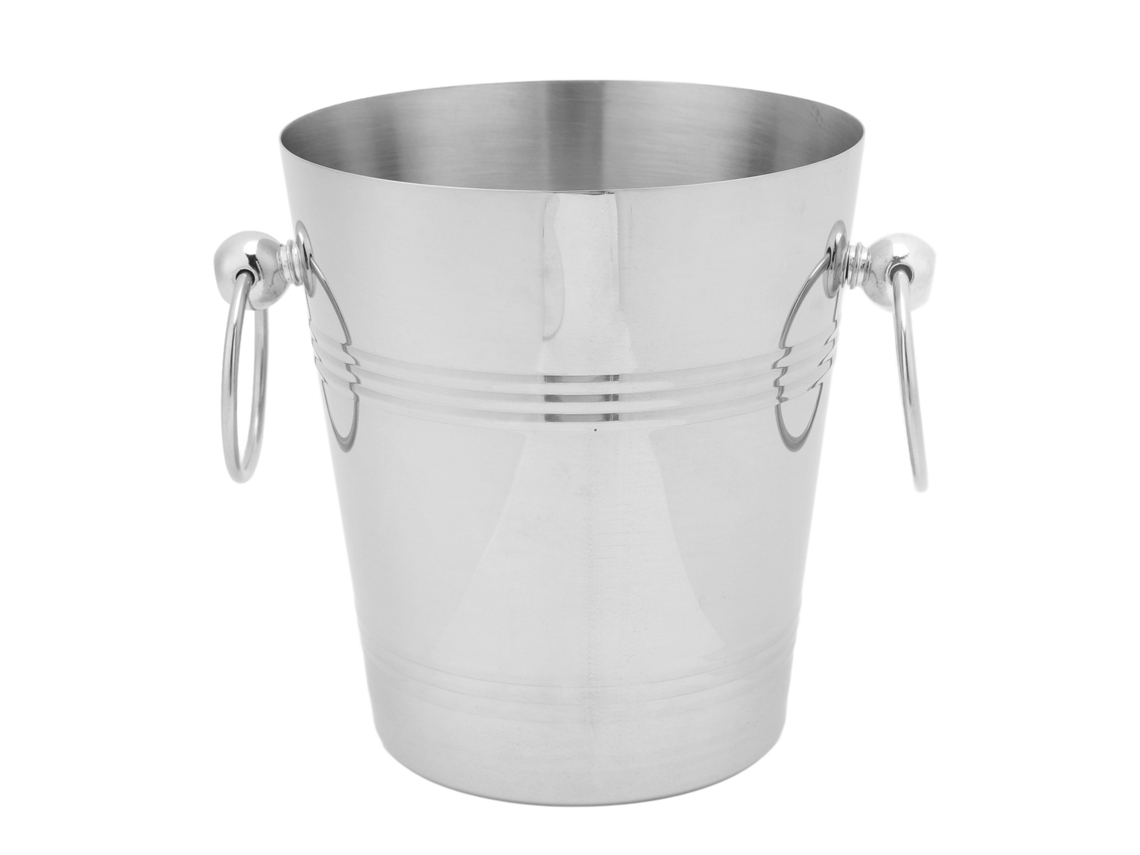 Balde de Gelo com Alças Aço Inoxidável Capacidade Grande Metal Bebida Cerveja Champanhe Prata S/MARCA
