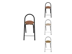 Taburete Plegable 80x40x45 Cm - Elegante Y Duradero En Negro Y Plata Con Reposapiés, Ideal Para Cocina Negro Pack 2 Uds