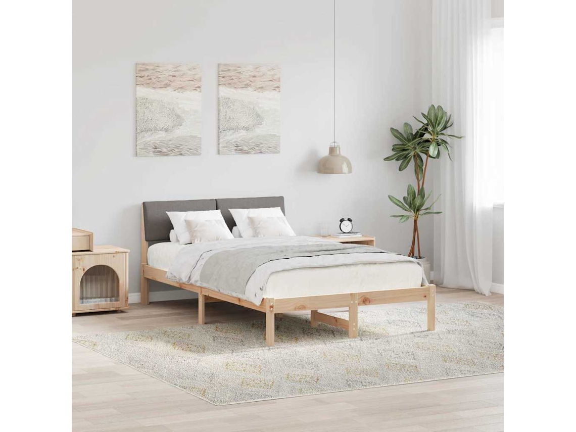 Vidaxl Estrutura Da Cama Com Cabeceira Marrom E Taupe 120 X 200 Cm