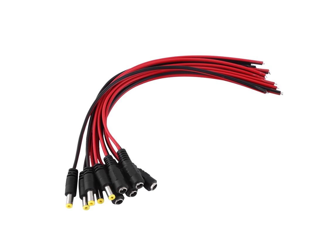 10pcs Cabo De Alimentação Dc Macho E Fêmea 12v Para Câmera De Segurança Cctv Preto E Vermelho