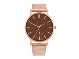 Reloj De Cuarzo De Pareja Con Correa De Malla Fashion Estilo Casual Marrón Oro Rosa