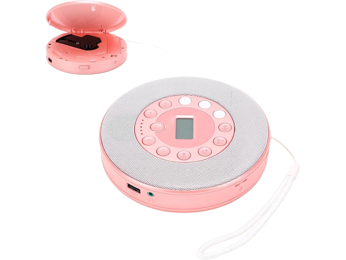 Leitor Cd Portátil Licaevey, Reprodutor De Música De Recarregável Anti-pulos De 2000 Mah Com Alto-falante