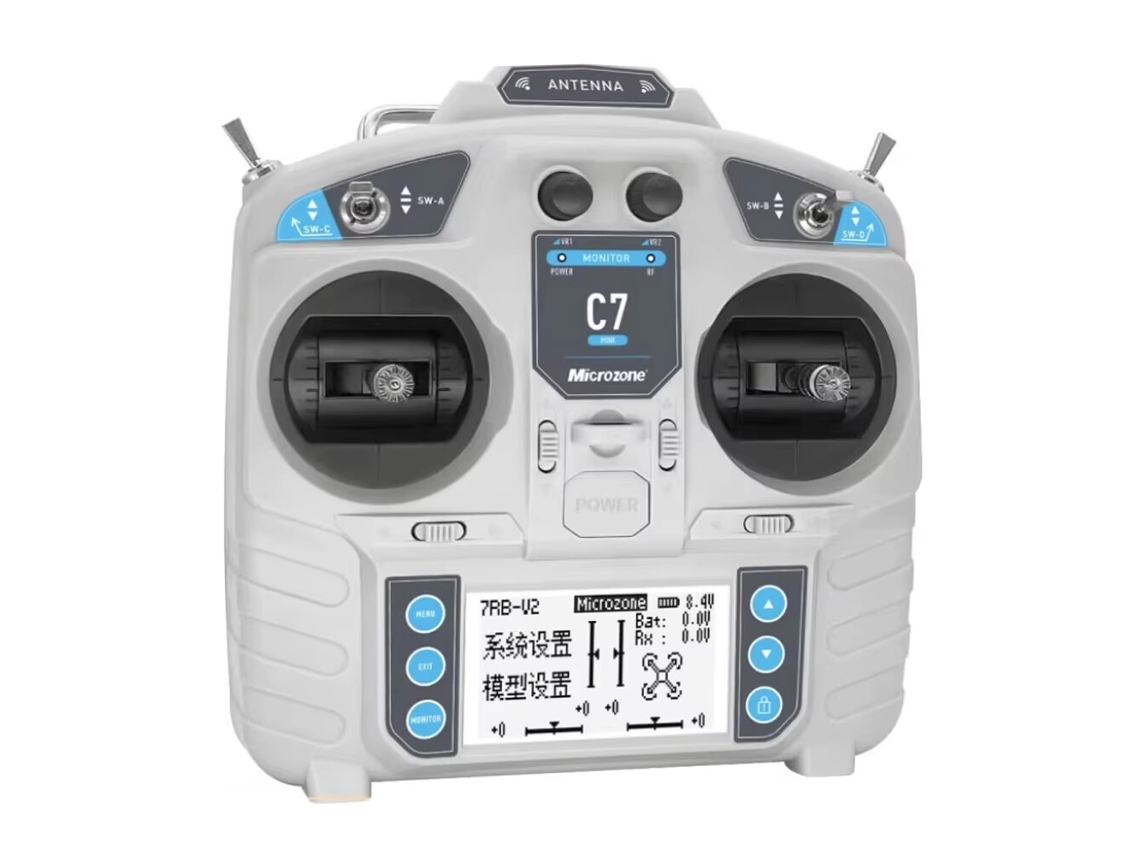 Modo 2 microzone Mc7 C7 Mini 2.4ghz 8ch Receptor Mc8re v2 Aeronaves Rc Drones Fpv Helicópteros Multirrotores MDUG (acelerador Mão Esquerda)