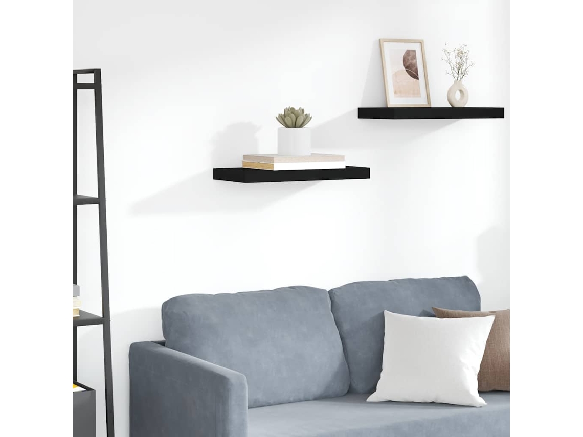 Vidaxl Prateleira De Parede Suspensa 50x23,5x3,8 Cm Mdf Preto