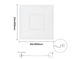 Conjunto De 12 Placas De Teto Em Pvc 605x605 Mm Branco Com Design Geométrico Tekmaquinas