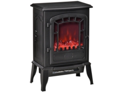 Lareira Elétrica Com Efeito De Chama, 1000/2000w, Temperatura Ajustável E Proteção Contra Superaquecimento, Cobertura 20-25m², 39x24x56,5cm, Preto