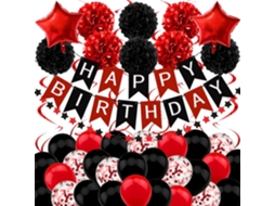 Decorações de aniversário em vermelho vibrante BRILVIBERA