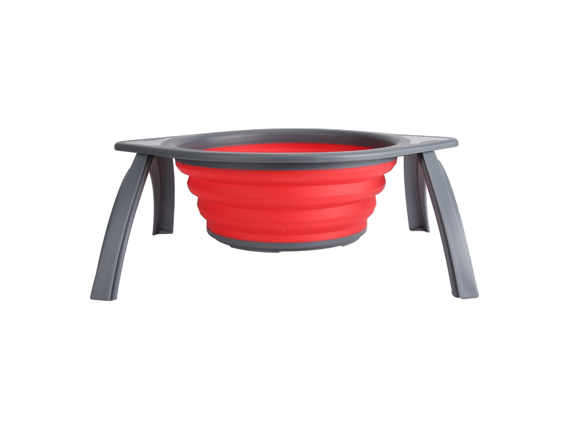 Nova Line cesto de Filtrar Silicone Dobrável com Apoio para Lavar Frutas Legumes Vermelho Cinza