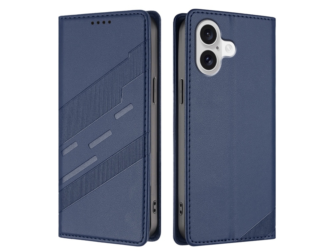 Capa Carteira Para Iphone 17 Estilo Punk Com Estampa - Azul Escuro