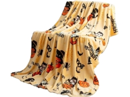 Manta de Halloween Pelúcia Super Macia Syjym com Chapéu Bruxa e Teia Aranha Decorações, Macio, Quente, Ideal
