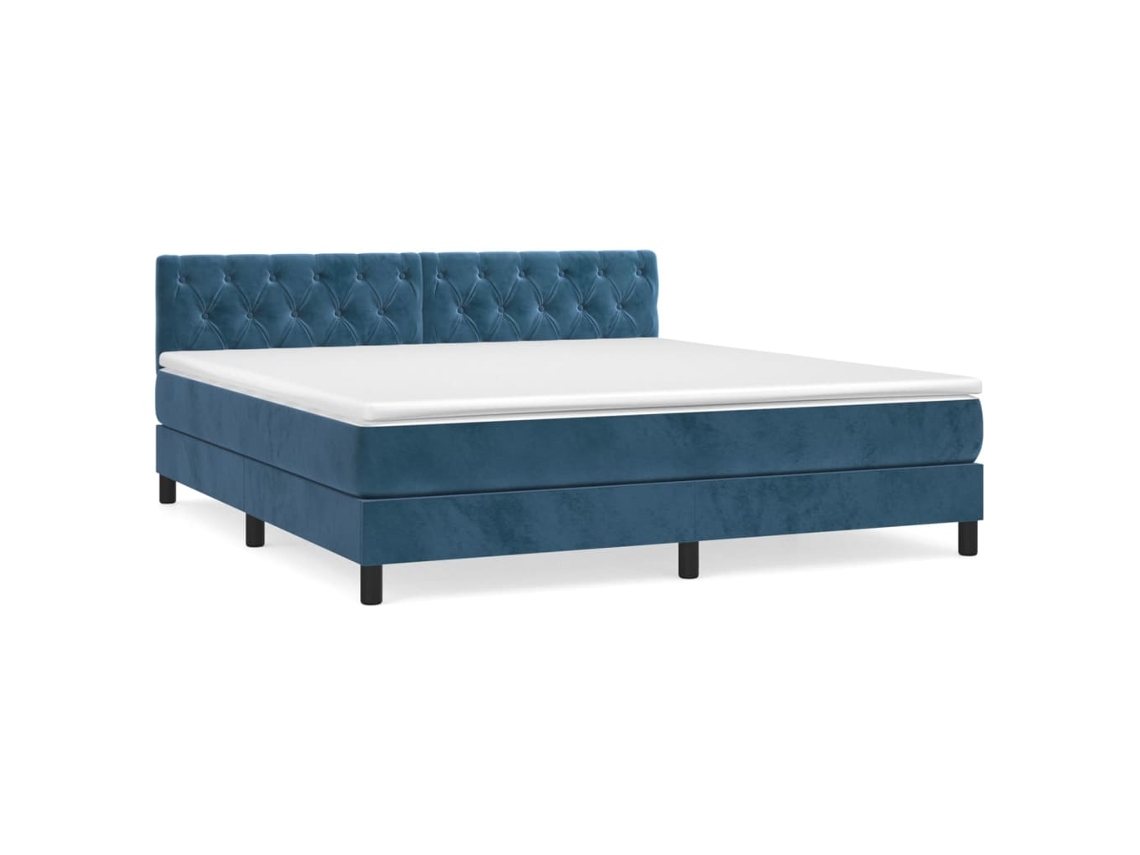 Box Spring Bed, Box Spring Beds Vidaxl Azul Veludo (160 X 200 Cm)