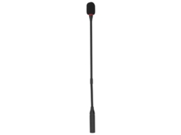 Microfone de mesa com haste flexível e conector direto para uso em púlpito e mesa.