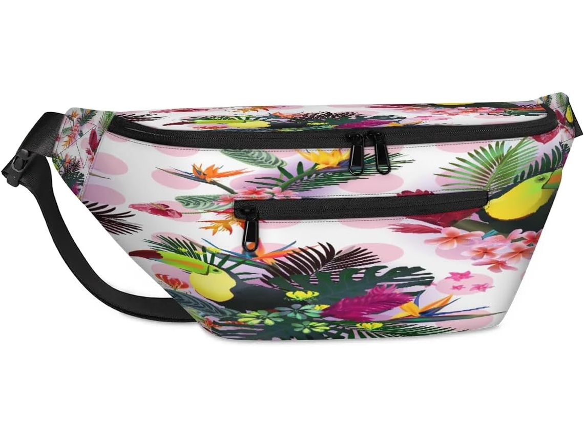 Bolsa de Ombro Unissex com Estampa Floral e Tucano 38 X 25 9 X 19 Cm impermeável