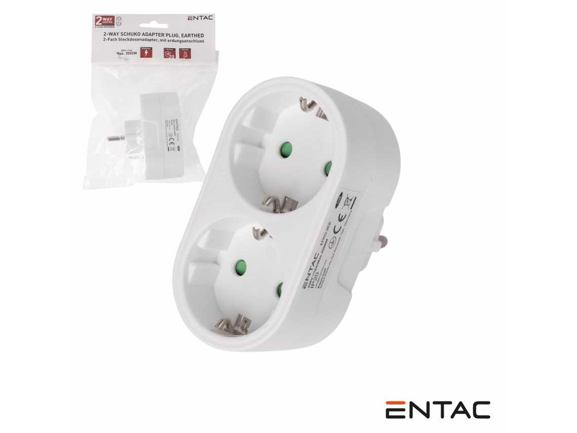 Ficha Elétrica Adaptadora 2x Schuko ENTAC