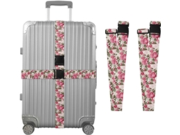 Conjunto De 2 Cintas Bagagem Com Estampa Rosas Cor Rosa Para Malas, Cintas De Viagem, Acessórios Para Cintos, Conector