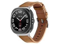 Pulseira De Couro Napa Com Fivela Prateada Para Samsung Galaxy Watch Ultra 47mm / Ultra 2025