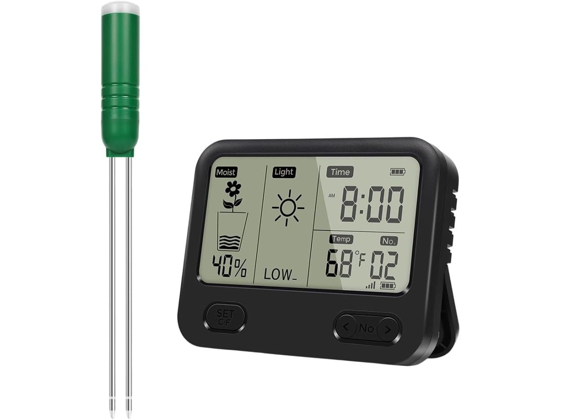 Medidor De Umidade Do Solo Sem Fio 4em 1 Para Plantas, Mede Temperatura E Tempo Exposição Solar Com Sonda À