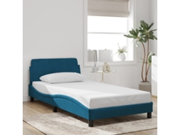 Estrutura De Cama C/ Cabeceira 100x200 Cm Veludo Azul