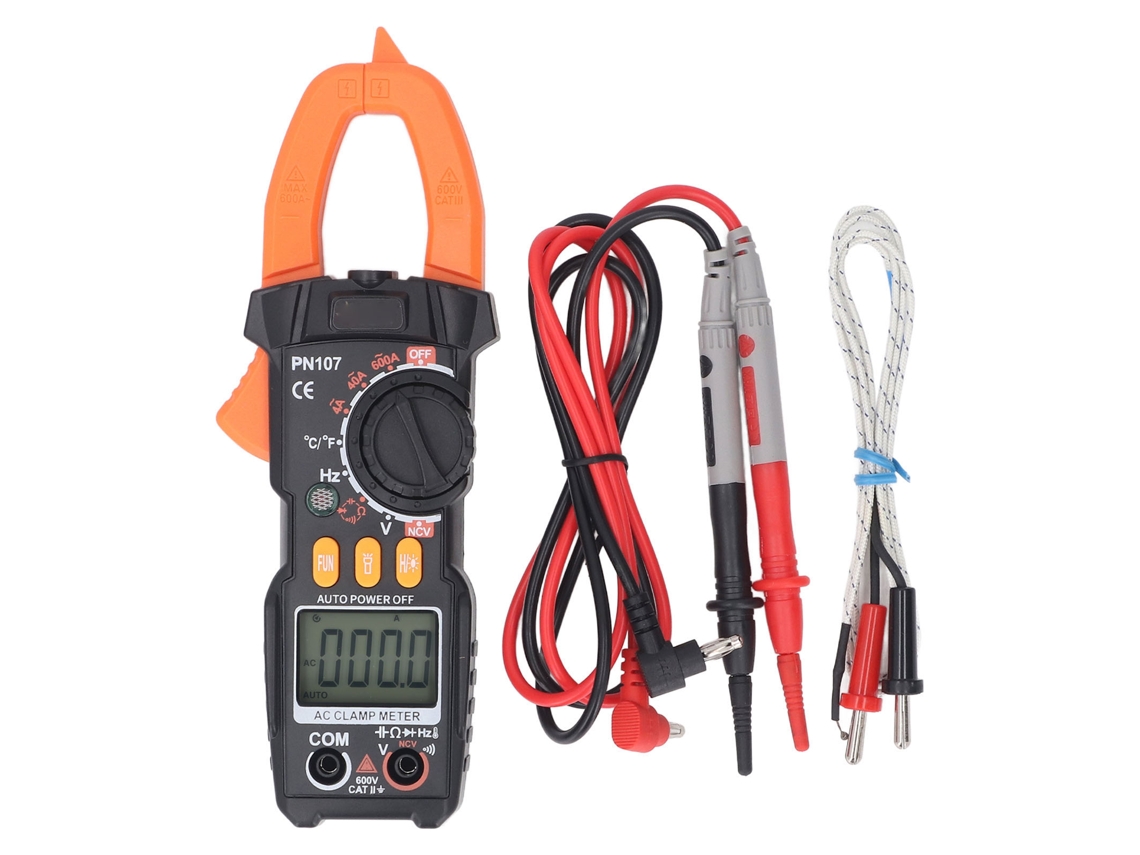 Pinça Amperimétrica Digital 600a 600v 4000 Counts com Ncv, Resistor, Capacitor, Diode e Tester de Tensão