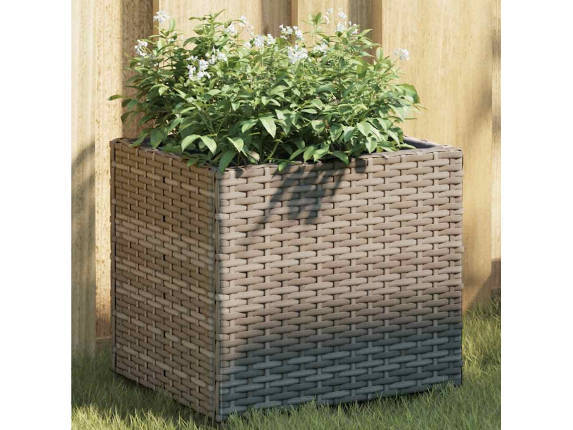 Vidaxl Vaso/floreira De Jardim 2 Pcs 36x30x32 Cm Vime Pe Cinzento