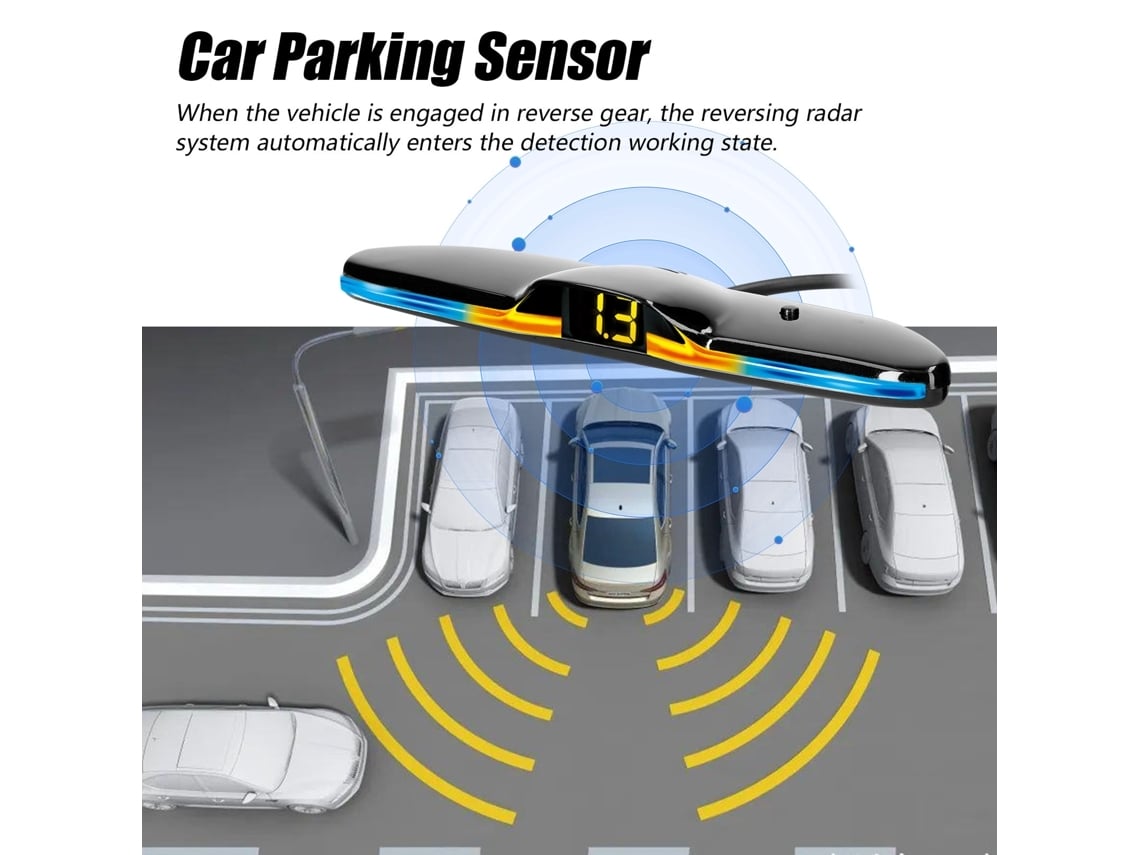 Rear Parking Sensor System With 4 Sensors, Led Buzzer