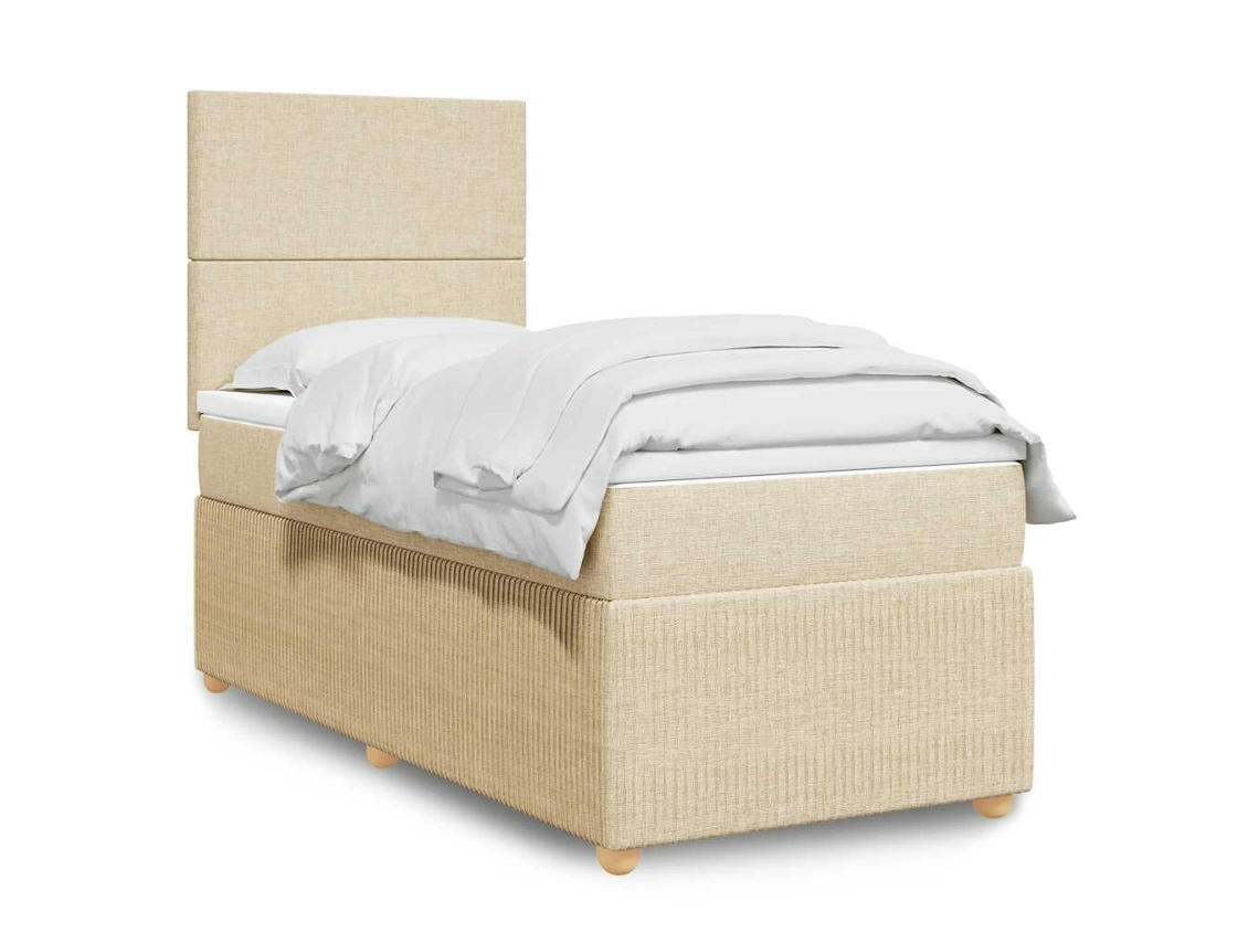 Vidaxl Cama Com Molas/colchão 100x200 Cm Tecido Cor Creme