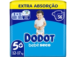 Fraldas Bebé Seco Extra 12-17kg T5+ DODOT emb. 56 un