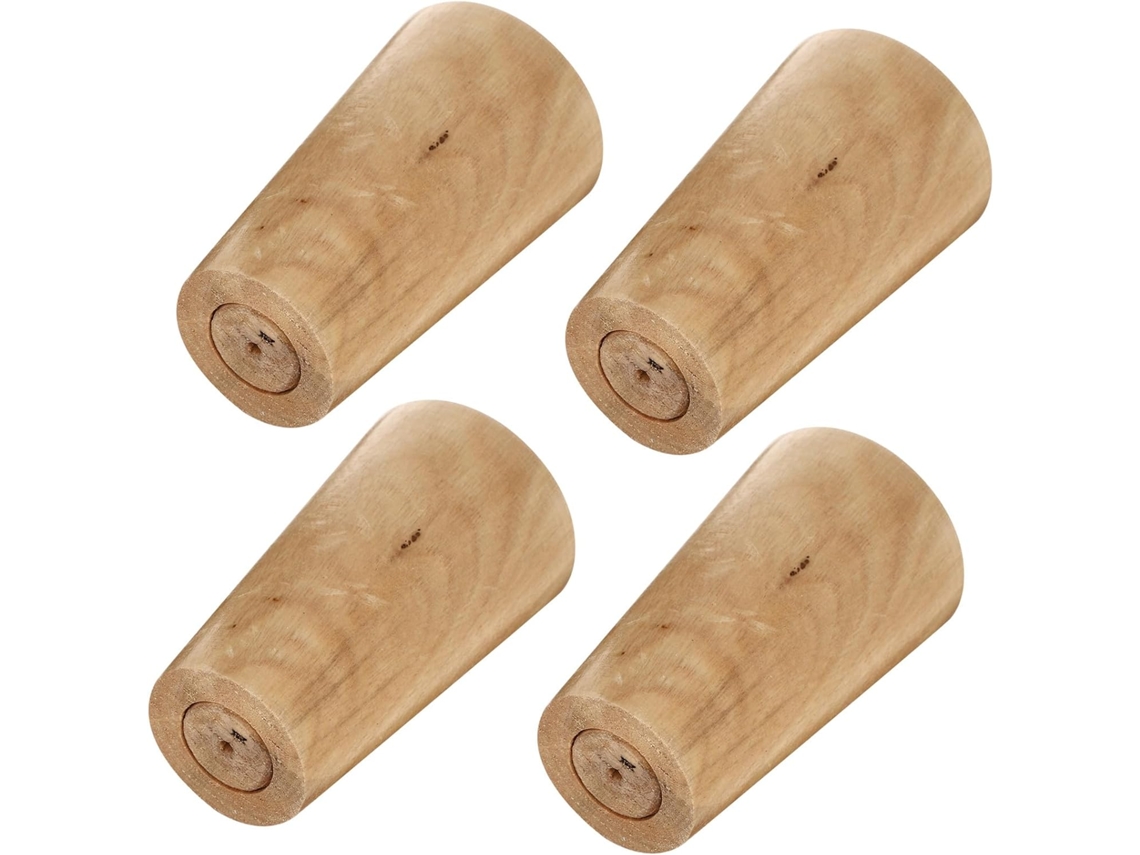 Conjunto De 4 Pés Reposição Para Poltrona Em Madeira Branca Com Superfície Lisa E Design Moderno Fácil Limpar