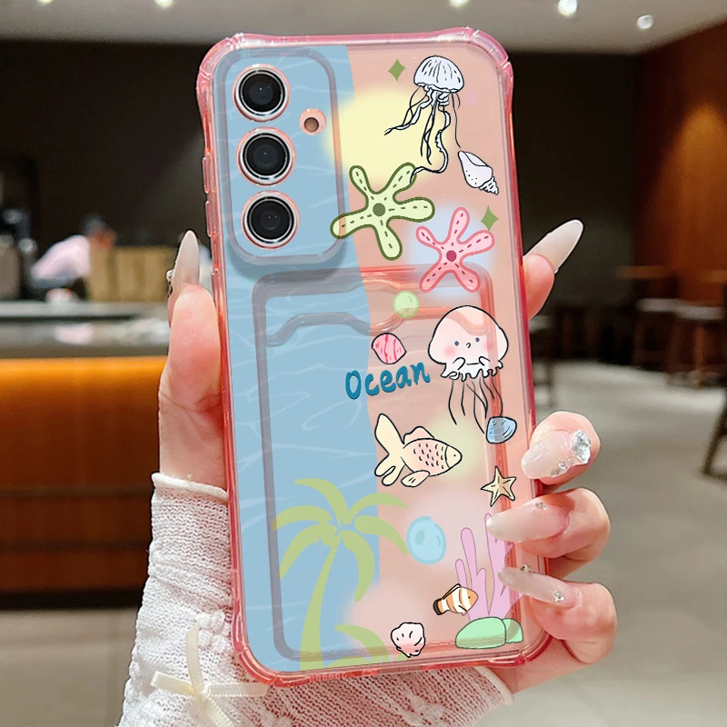 Capa De Celular Macia Com Estampa De Conchas Do Oceano Para Galaxy S23 (rosa).