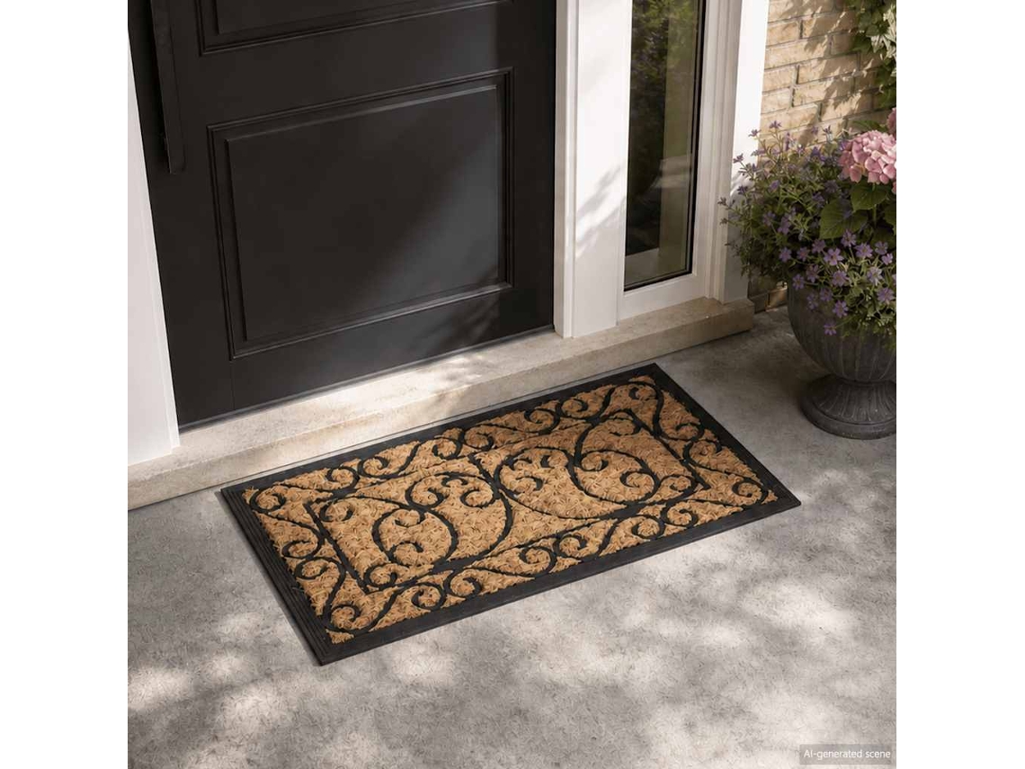 Vidaxl Tapete De Porta Retangular 45x75 Cm Borracha E Fibra De Coco
