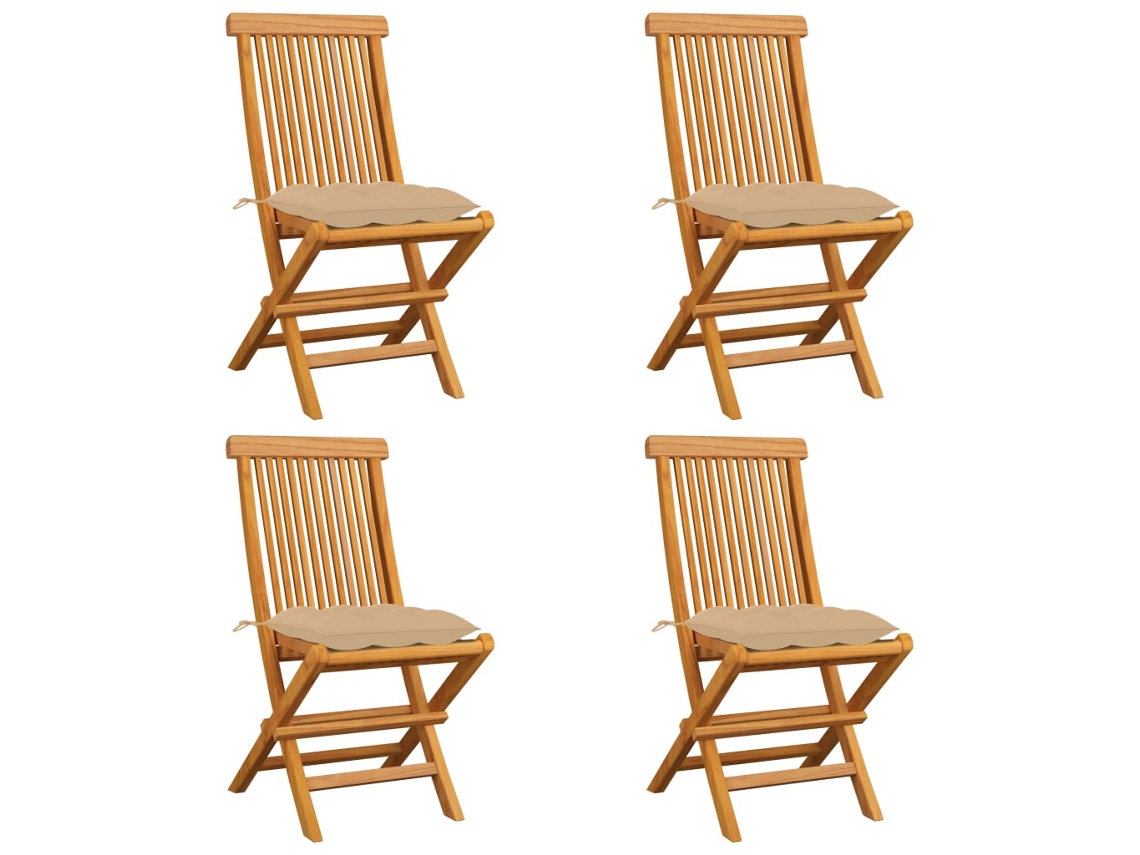 Folding Chair, Folding Chairs Vidaxl Bege Teca (n/a)