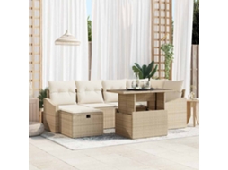 Vidaxl Conjunto De Sofá De Jardim 7 Unid. Vime Pe